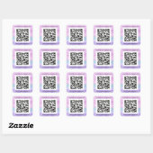 カスタムロゴ紫ピンクQRCode名ありがとうお名前 スクエアシール (シート)