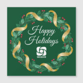 カスタムロゴ緑クリスマスマグネットカード (正面)