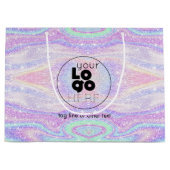 カスタムロゴ虹色グリッター紙ショッピングバッグ ラージペーパーバッグ (正面)