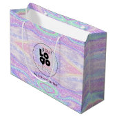 カスタムロゴ虹色グリッター紙ショッピングバッグ ラージペーパーバッグ (正面アングル)