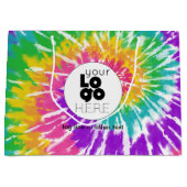 カスタムロゴ虹色タイダイXL紙ショッピングバッグ ラージペーパーバッグ (正面)