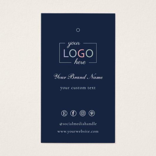 カスタムロゴ衣料品価格ラベルネイビーホワイト (正面)