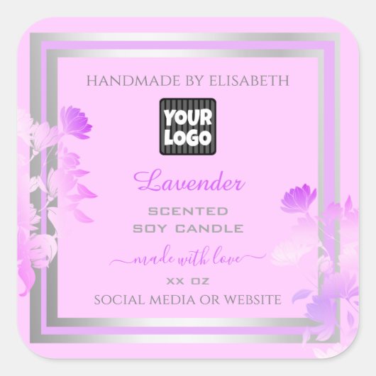 カスタムロゴ製品の包装ラベル紫シルバー スクエアシール (正面)