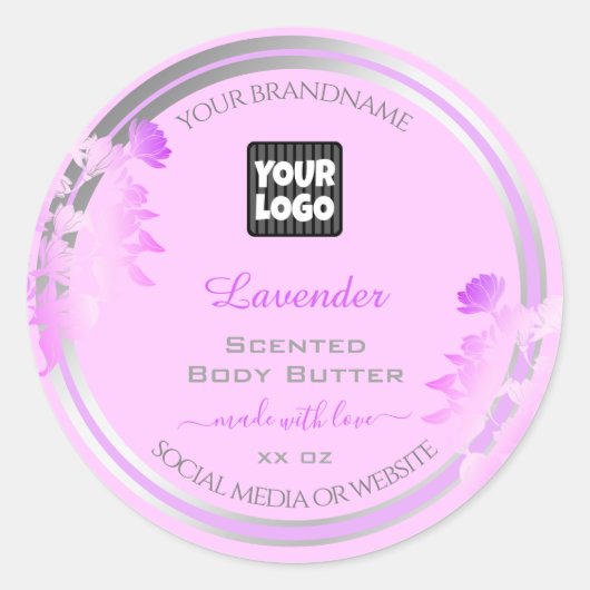 カスタムロゴ製品の包装ラベル紫シルバー ラウンドシール (正面)