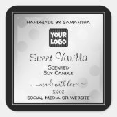 カスタムロゴ製品の包装ラベル銀黒 スクエアシール (正面)