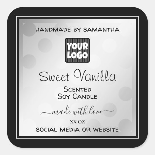 カスタムロゴ製品の包装ラベル銀黒 スクエアシール (正面)