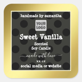 カスタムロゴ製品パッケージラベル金ゴールドブラック スクエアシール