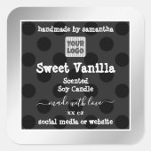 カスタムロゴ製品包装ラベル銀枠 スクエアシール (正面)