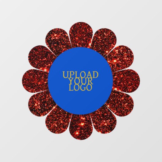 カスタムロゴ赤グリッター花枠 ウィンドウサイン (シート)