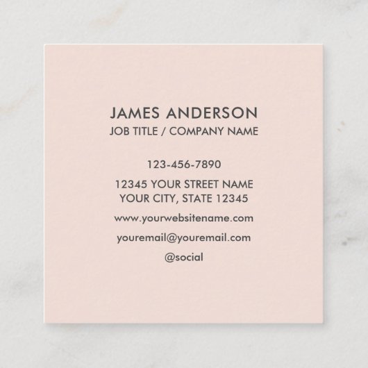 カスタムロゴ赤面ピンク スクエア名刺 (裏面)