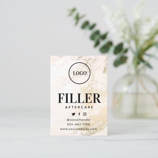 カスタムロゴ金ゴールドフィラーアフターケアカード  名刺 (スタンド正面)