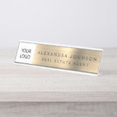 カスタムロゴ金ゴールドプロフェッショナル デスクネームプレート (正面)