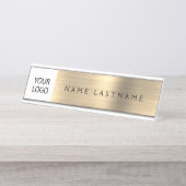 カスタムロゴ金ゴールドプロフェッショナル デスクネームプレート (正面)