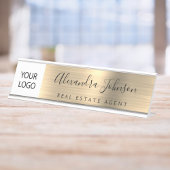 カスタムロゴ金ゴールドプロフェッショナル デスクネームプレート