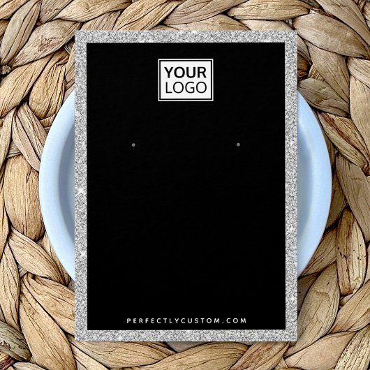 カスタムロゴ銀グリッターイヤリング表示カード