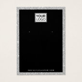 カスタムロゴ銀グリッターイヤリング表示カード (正面)