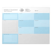 カスタムロゴ青グレーシンプル未適用プランナー ノートパッド (正面)