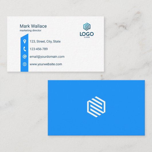 カスタムロゴ青ミニマル企業のIt Tech 名刺 (正面/裏面)