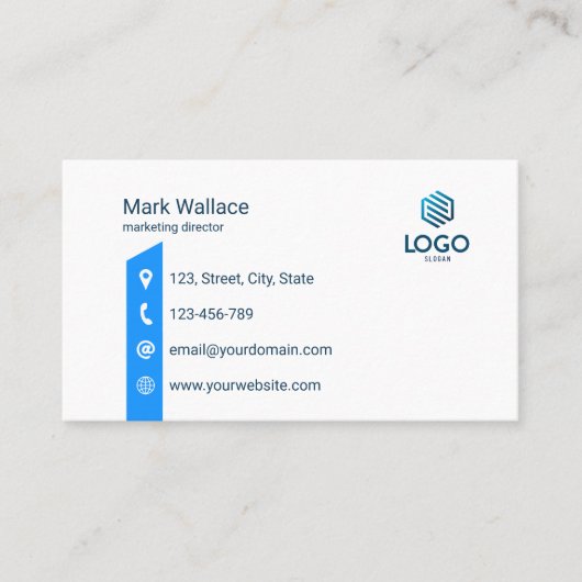 カスタムロゴ青ミニマル企業のIt Tech 名刺 (正面)