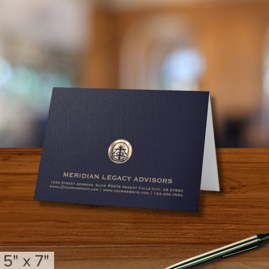 カスタムロゴ青金ゴールドサンキューカード ノートカード