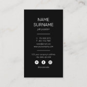 カスタムロゴ黒プロフェッショナルモダン 名刺 (裏面)