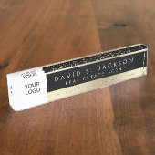 カスタムロゴ黒金ゴールドエレガントプロフェッショナル デスクネームプレート (側面)