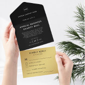 カスタムロゴ黒金ゴールドビジネスイベントパーティーRSVP オールインワン招待状