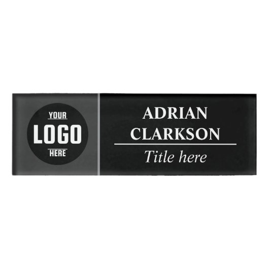 カスタムロゴ黒/木炭の磁気名タグバッジ 名札 (正面)