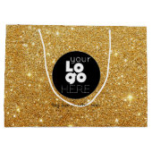 カスタムロゴ14k金ゴールドグリッターXL紙ショッピングバッグ ラージペーパーバッグ (裏面)