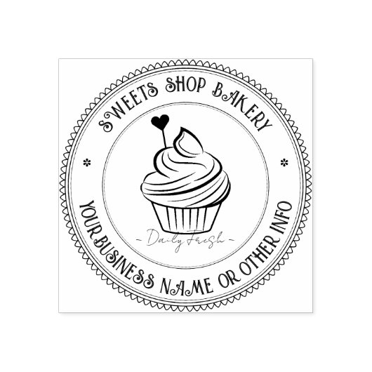 カスタムロゴ |かわいい自家製ベーカリーロゴ ラバースタンプ (インプリント)