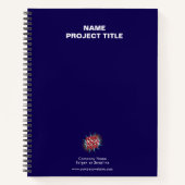 カスタムロゴ、ウェブサイト、名前、青 ノートブック (正面)