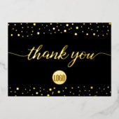 カスタムロゴ エレガント ゴールド ブラック ビジネス ありがとう 箔招待状 (正面)