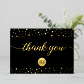 カスタムロゴ エレガント ゴールド ブラック ビジネス ありがとう 箔招待状 (立ち正面)