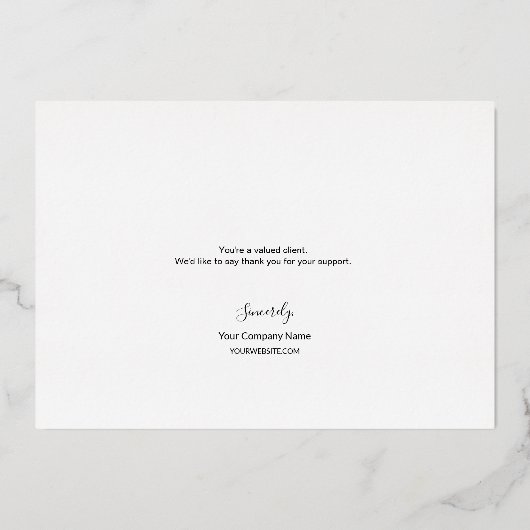 カスタムロゴ エレガント ゴールド ブラック ビジネス ありがとう 箔招待状 (裏面)