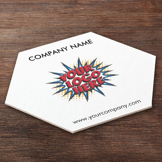 カスタムロゴ、カスタム文字、白六角 ペーパーコースター