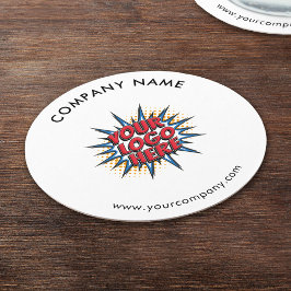 カスタムロゴ、カスタム文字、白 ラウンドペーパーコースター
