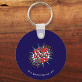 カスタムロゴ、カスタム文字、青 キーホルダー (正面)