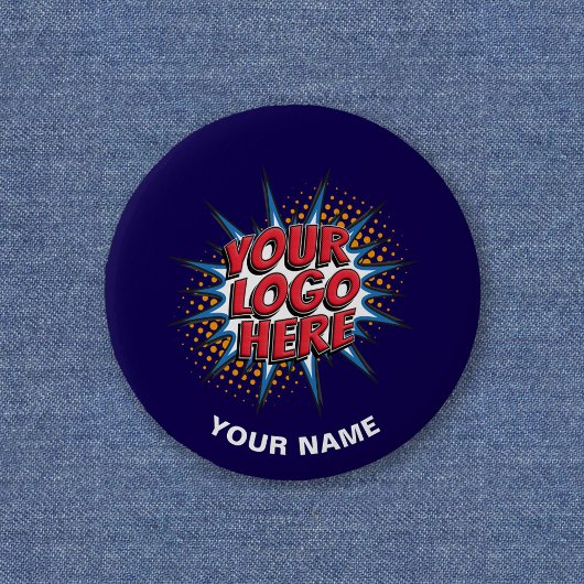 カスタムロゴ、カスタム文字、青 缶バッジ