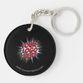 カスタムロゴ、カスタム文字、黒 キーホルダー (裏面)