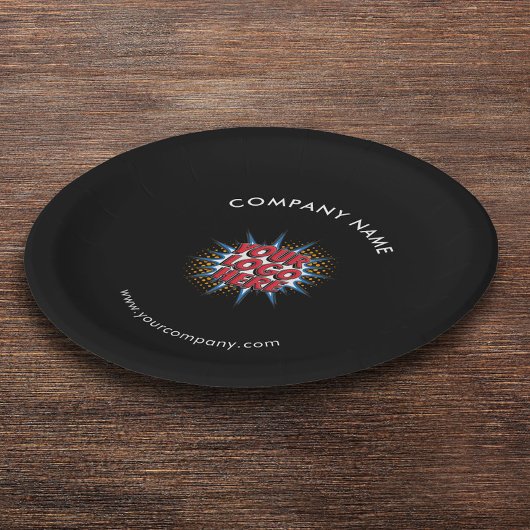 カスタムロゴ、カスタム文字、黒 ペーパープレート