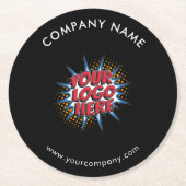 カスタムロゴ、カスタム文字、黒 ラウンドペーパーコースター (正面)