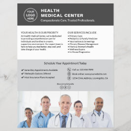 カスタムロゴ グレー ヘルスケアクリニック 医師 チラシ