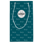 カスタムロゴ サンクス パターン ティール スモールペーパーバッグ (裏面)