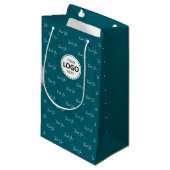 カスタムロゴ サンクス パターン ティール スモールペーパーバッグ (正面アングル)