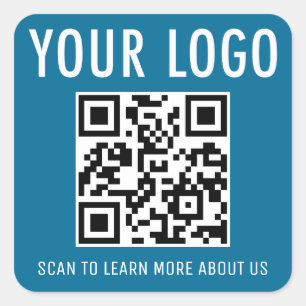 カスタムロゴ スクエア QR コード ステッカー 海の青