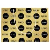 カスタムロゴ ステップリピート ビジネス ゴールド グラデーション ラージペーパーバッグ (裏面)