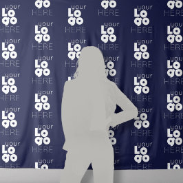 カスタムロゴ ステップ リピート ネイビー フォトブース バックドロップ タペストリー