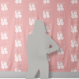 カスタムロゴ ステップ リピート ピンク フォトブース 背景 タペストリー