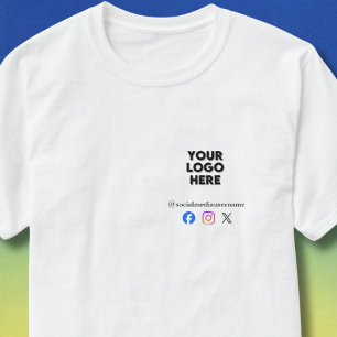 カスタムロゴ+ソーシャルメディアビジネス Tシャツ