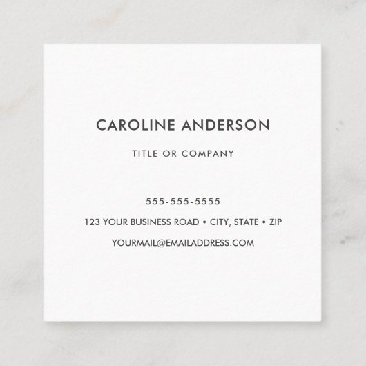 カスタムロゴ、ダークグレー、四角、プロフェッショナル スクエア名刺 (裏面)